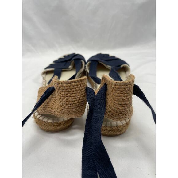 Viscata Barcelona Cream and Navy Lace Up Espadrilles - Picture 6 of 10